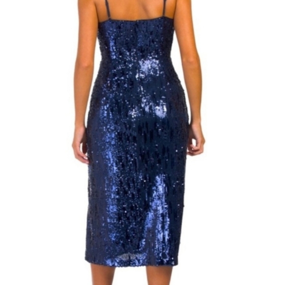 NWT Ramy Brook Leanne Sequin Midi Dress Navy Blue Size 8 - Picture 2 of 9